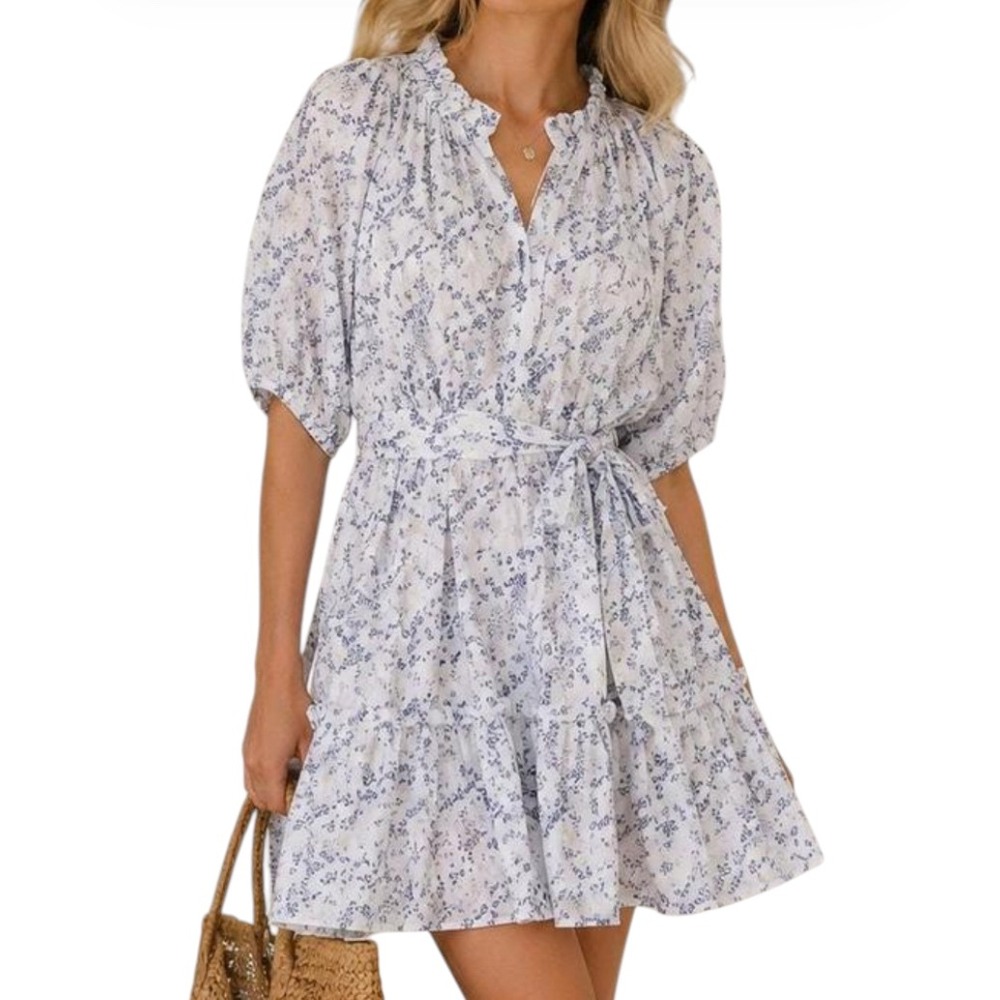 CLEOBELLA MINI DRESS Peasant Boho NEVAH ORGANIC COTTON VOILE Killarney Print XS
